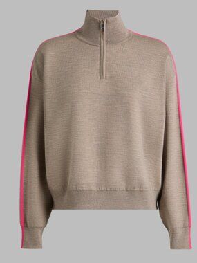 NWT G/FORE Women's MERINO WOOL COTTON PLAITED 1/4 ZIP GOLF SWEATER